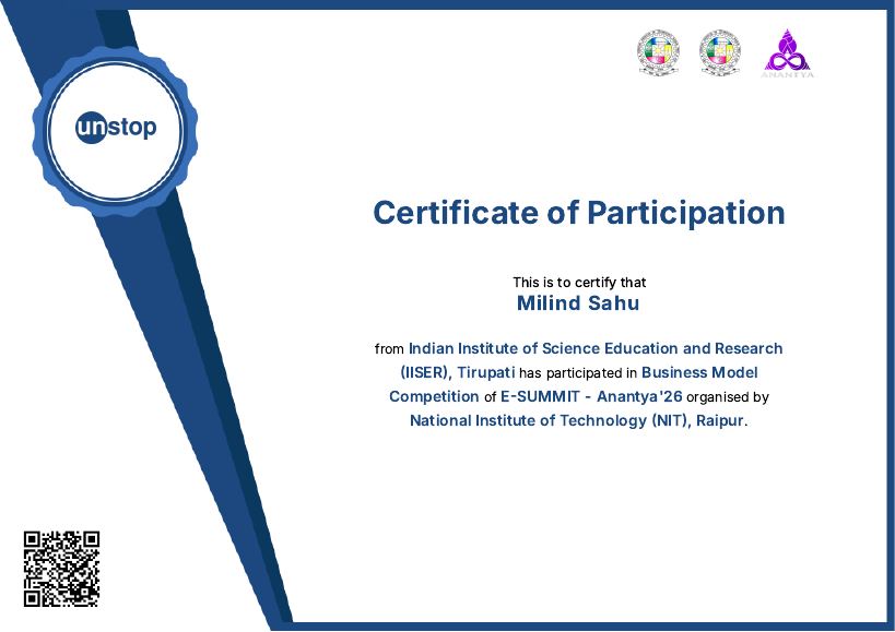 Business Model Competition certificate