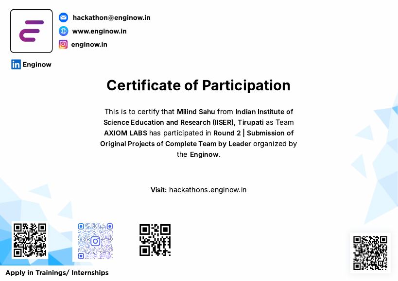 Enginow Original Projects Round 2 certificate
